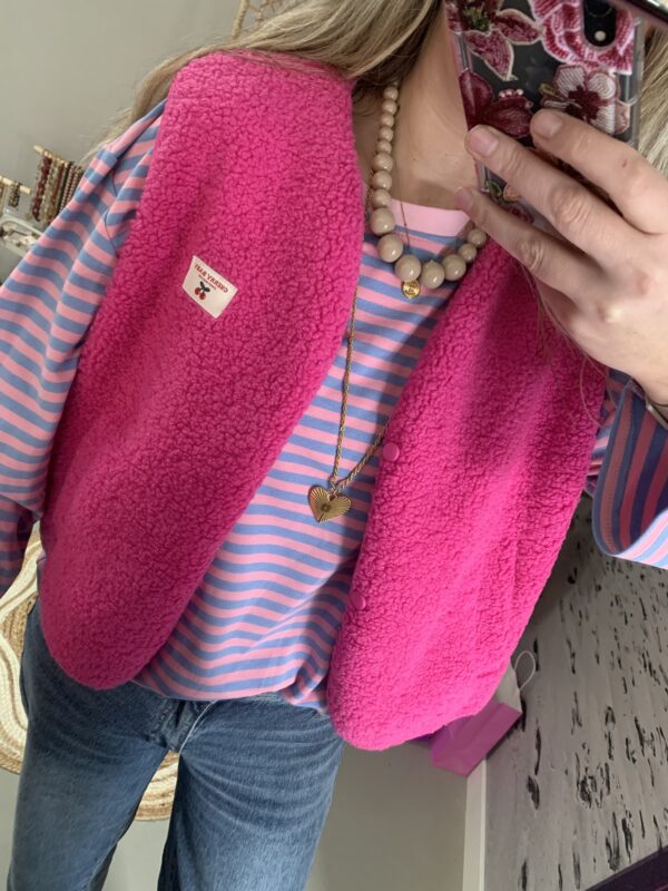 Teddy Gilet 'Cherry Baby' - Fuchsia