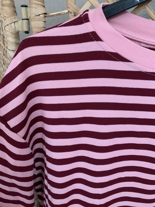 Streep Longsleeve - Bordeaux/Roze
