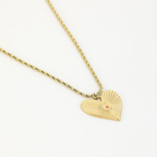 Ketting 80 cm 'Hartje bedel' - Goud