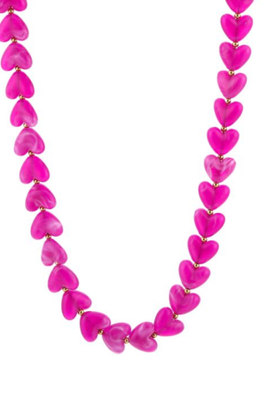 Ketting met hartjes - Fushia