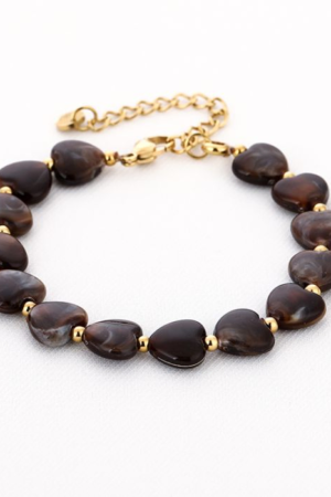 Armbandje hartjes - Bruin