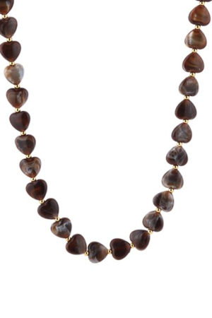 Ketting met hartjes -  Bruin/Beige