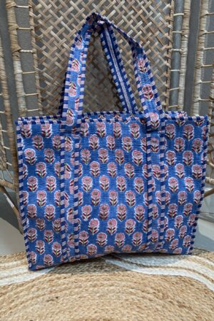 Quilt Shopper Bag - Blauw/Roze