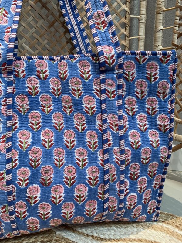 Quilt Shopper Bag - Blauw/Roze