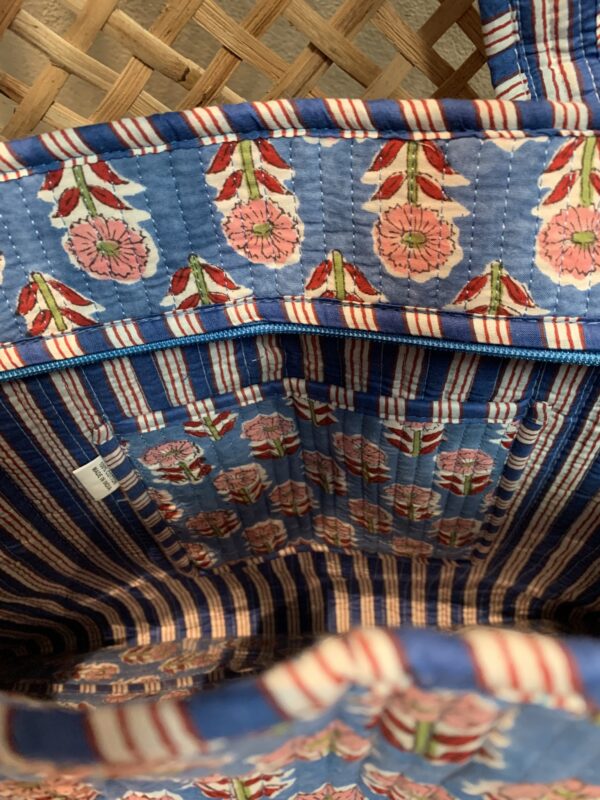 Quilt Shopper Bag - Blauw/Roze