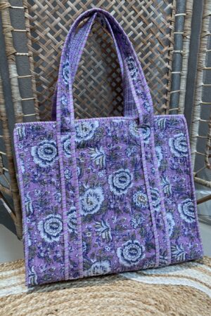 Quilt Shopper Bag - Lila/Blauw/Bloem