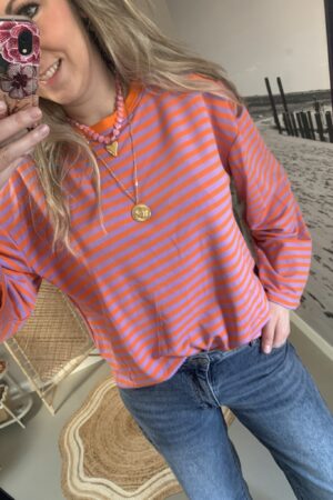 Streep Longsleeve - Oranje/Lila