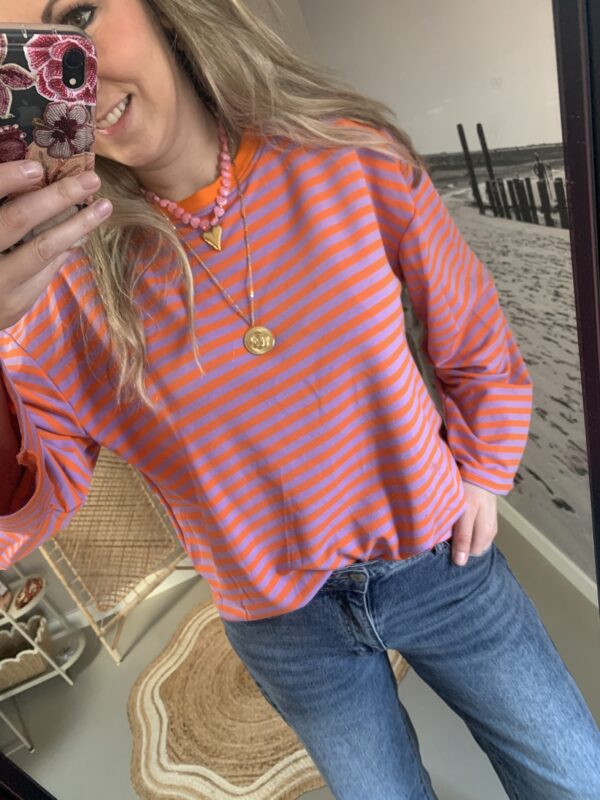 Streep Longsleeve - Oranje/Lila