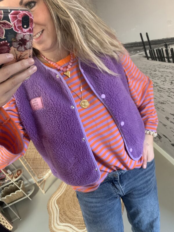 Streep Longsleeve - Oranje/Lila