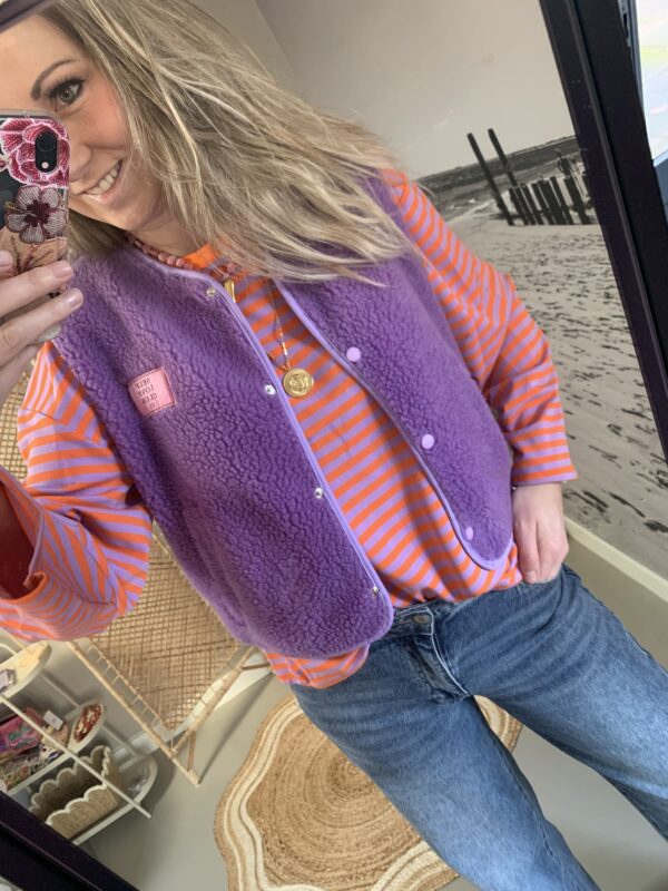 Teddy Gilet 'Self Love Club' - Lila/Paars