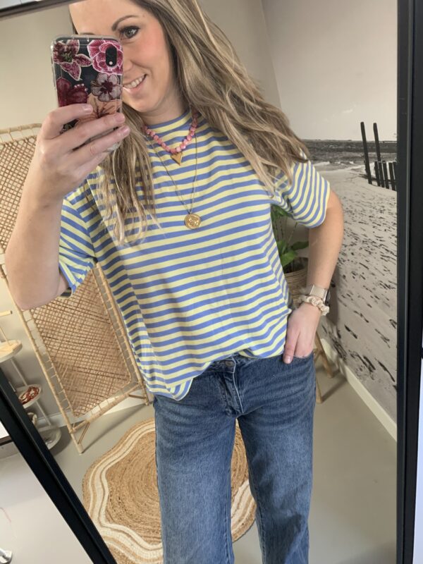 T-shirt streepjes - Blauw/Geel