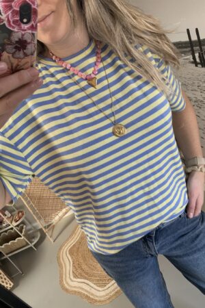 T-shirt streepjes - Blauw/Geel