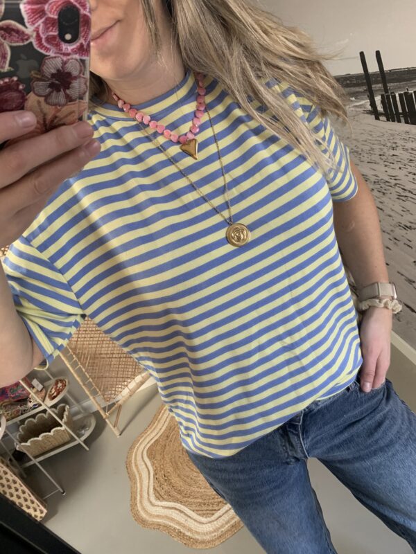T-shirt streepjes - Blauw/Geel