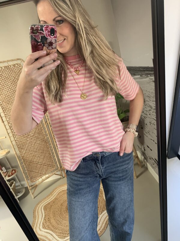 T-shirt streepjes - Roze/Licht roze