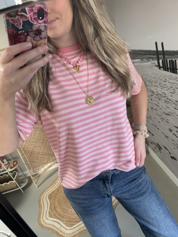 T-shirt streepjes - Roze/Licht roze