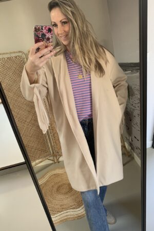 Mantel jas met franje - Beige