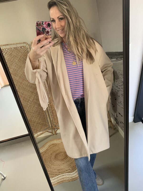 Mantel jas met franje - Beige