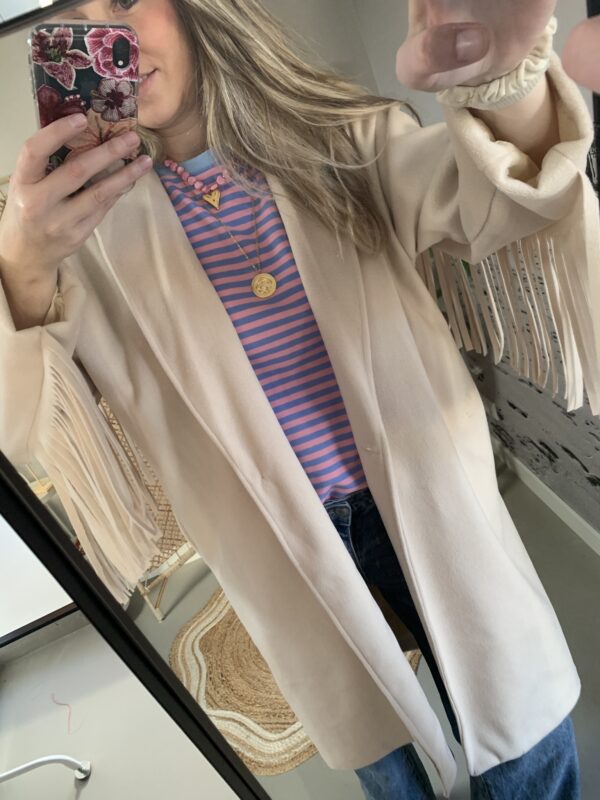 Mantel jas met franje - Beige