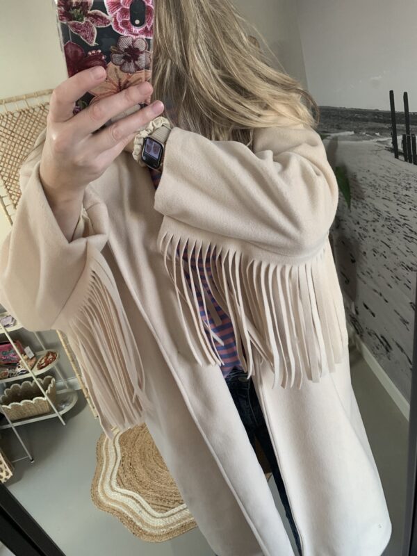 Mantel jas met franje - Beige