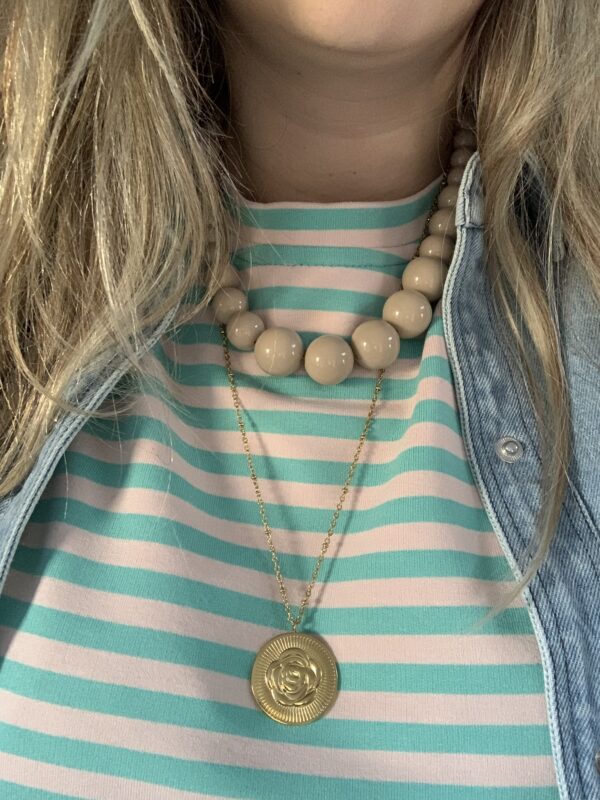 Streep Longsleeve - Blauw/Licht roze