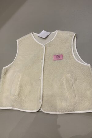 Teddy Gilet 'Self Love Club' - Wit/Beige