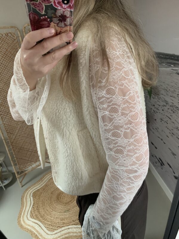 Teddy Gilet 'Self Love Club' - Wit/Beige