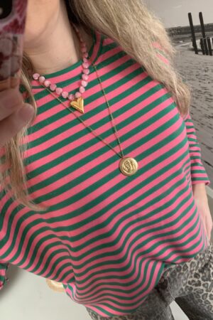 Streep Longsleeve - Groen/Fushia