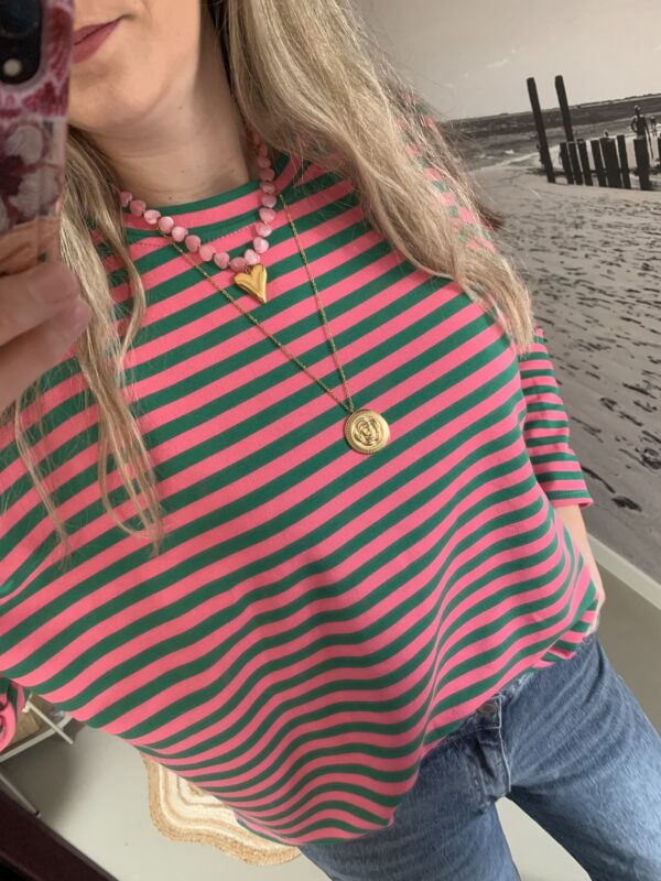 Streep Longsleeve - Groen/Fushia