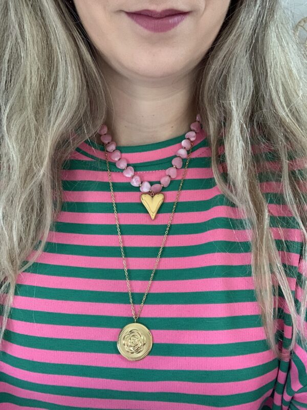 Streep Longsleeve - Groen/Fushia