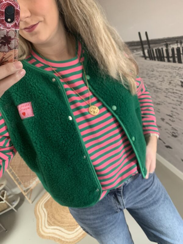 Streep Longsleeve - Groen/Fushia