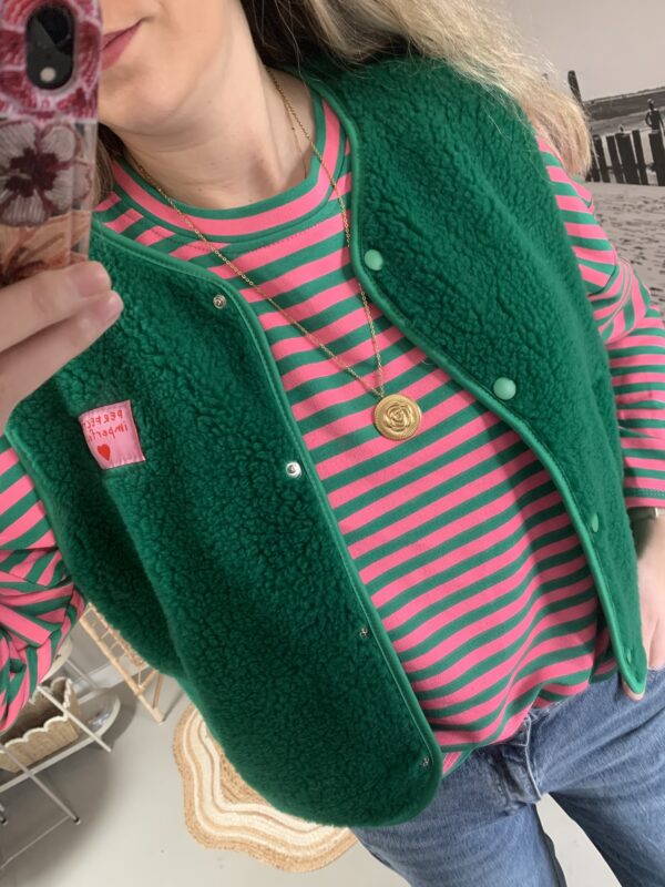 Streep Longsleeve - Groen/Fushia