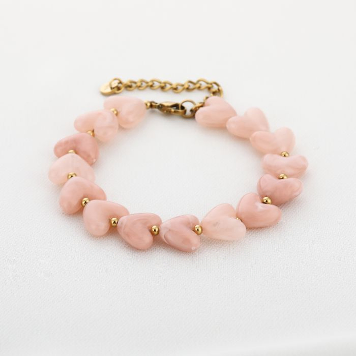 Armbandje hartjes - Light Pink en Purple - Afbeelding 2