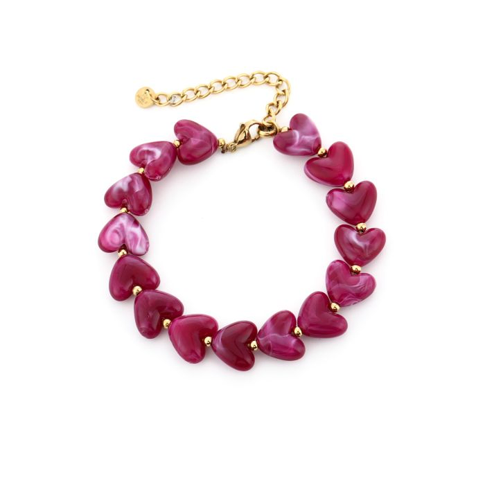 Armbandje hartjes - Light Pink en Purple - Afbeelding 4