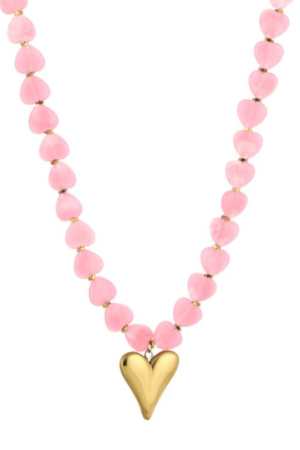 Ketting met bedel 'hartje' - Pink