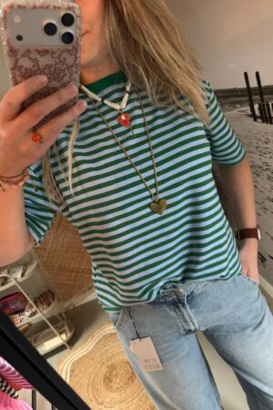 Streep t-shirt/shortsleeve - Groen/Blauw