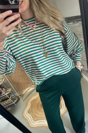 Sweater/Longsleeve - Groen/Roze