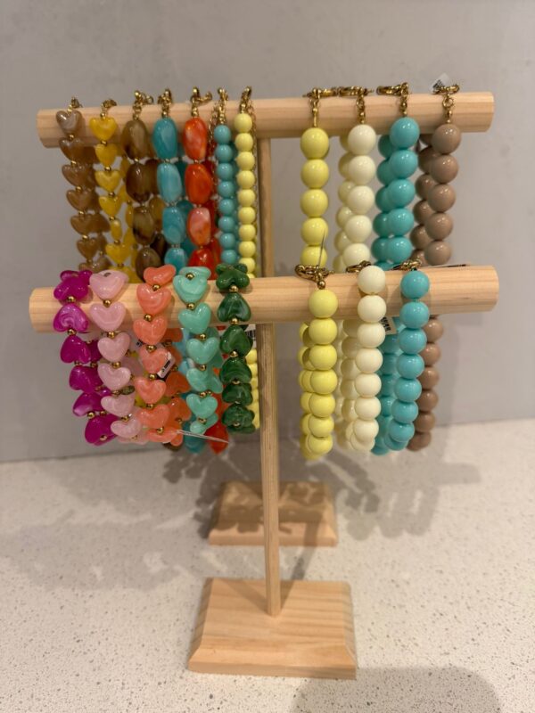 Armband ronde kraal - Geel - Offwhite - IJsblauw