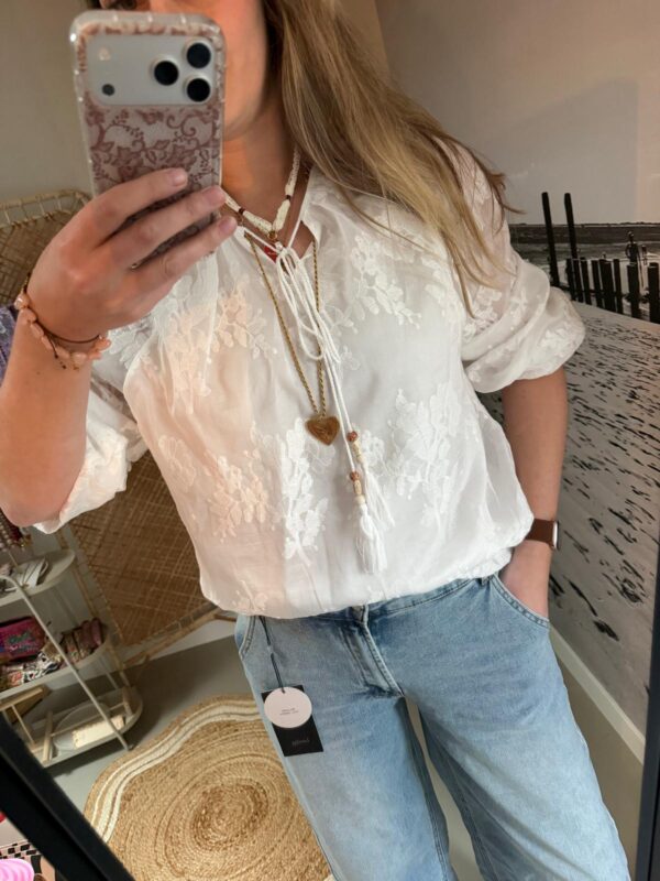 Broderie set - Blouse & short - Wit