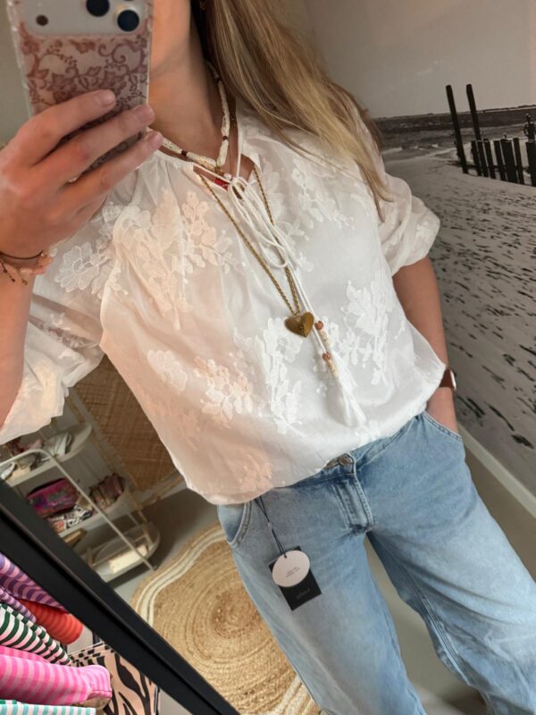 Broderie set - Blouse & short - Wit