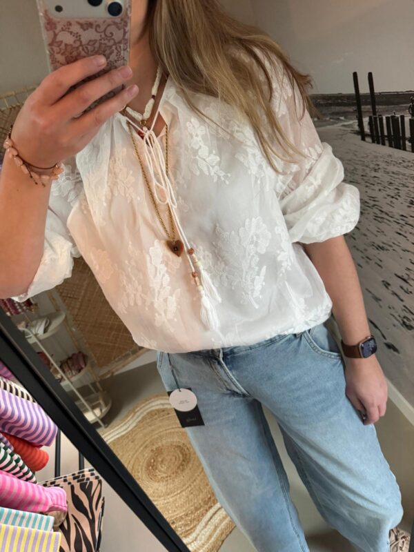 Broderie set - Blouse & short - Wit