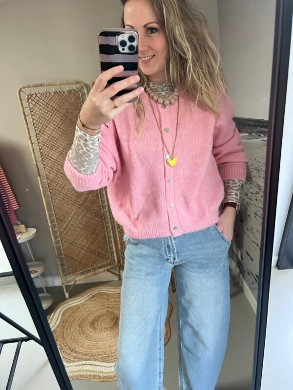 Cardigan/Vest Azzurro - Licht roze