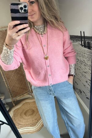 Cardigan/Vest Azzurro - Licht roze