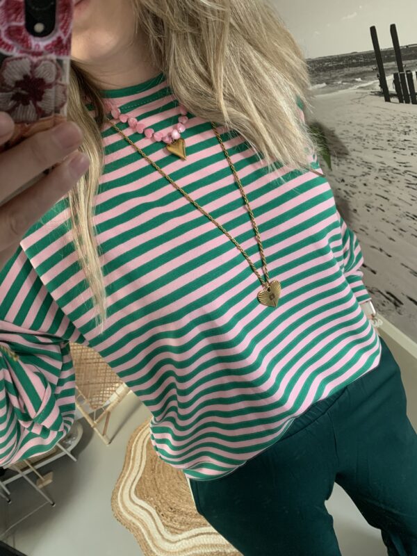 Sweater/Longsleeve - Groen/Roze