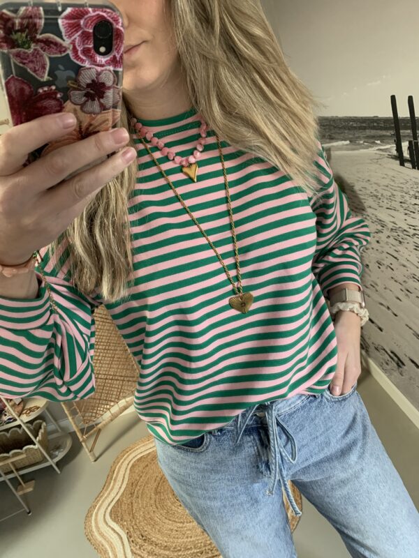 Sweater/Longsleeve - Groen/Roze