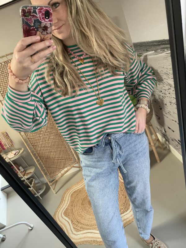 Sweater/Longsleeve - Groen/Roze