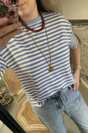 Streep t-shirt/shortsleeve - Blauw/Wit