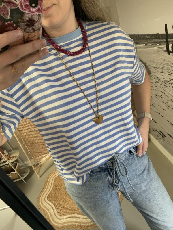 Streep t-shirt/shortsleeve - Blauw/Wit