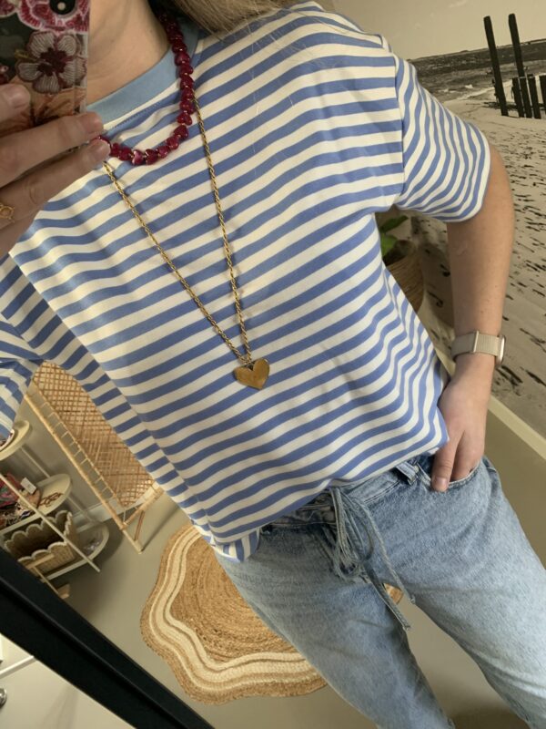 Streep t-shirt/shortsleeve - Blauw/Wit