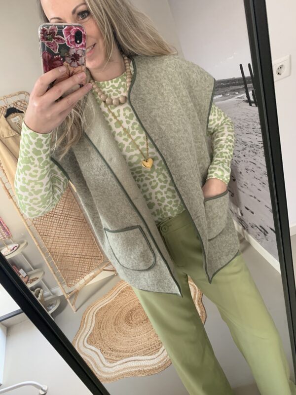 Gilet lang model Azzurro - Groen