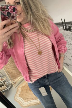 Bomber jacket jeans Azzurro - Pink